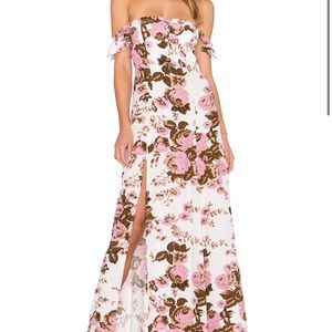Flynn Sky x REVOLVE Bardot Maxi Dress in White Rose